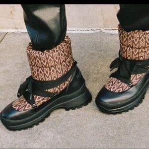 Mackage Brown & Black Logo-Print Winter Rain Boots